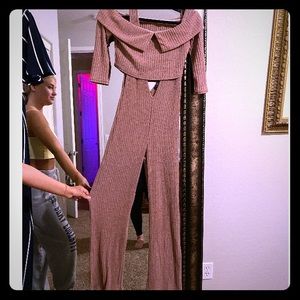 Adorable Mauve Sweater Jumpsuit